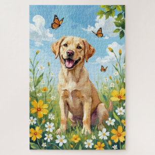 Labrador Retriever Frühlingsblumen Süßer Hund