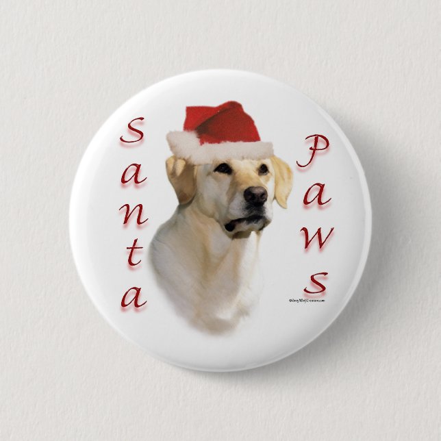 Labrador Retriever (gelb) Santa Paws Button (Vorderseite)