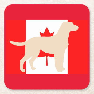 Labrador Retriever Gelbe Silhouette auf der Flagge Rechteckiger Pappuntersetzer