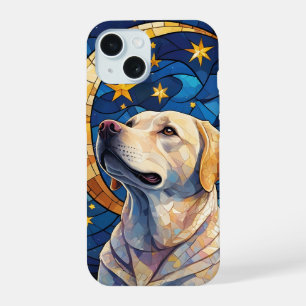 Labrador Retriever gesteinigt Glas Night Sky Moon iPhone 15 Hülle