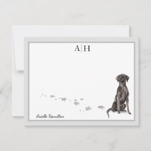 Labrador Retriever Grau Border Monogram Note Card Mitteilungskarte