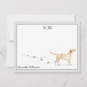 Labrador Retriever Gray Border Monogram Custom Mitteilungskarte