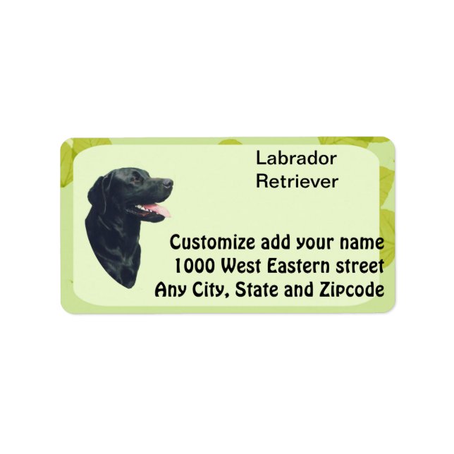 Labrador Retriever ~ Green Blätter Design Adressaufkleber (Vorne)