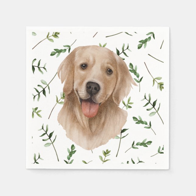 Labrador Retriever Greenery Boho Baby Shower Serviette (Vorderseite)