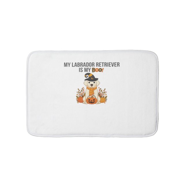 Labrador Retriever Halloween Hund Funny Spooky Boo Badematte (Vorderseite)