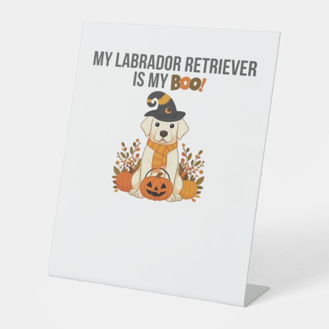 Labrador Retriever Halloween Hund Funny Spooky Boo Sockelschild (Vorderseite)