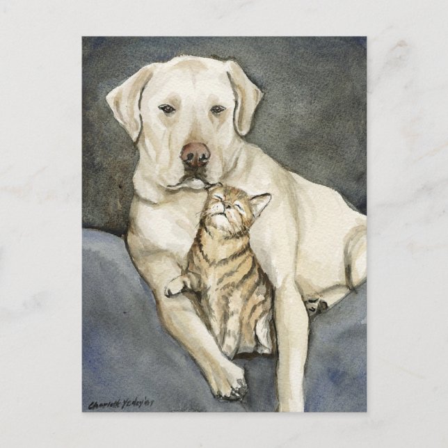 Labrador Retriever Hund Art Postkarte (Vorderseite)