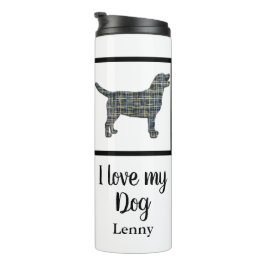 Labrador Retriever Hund Gelb & Blau Silhouette Thermosbecher