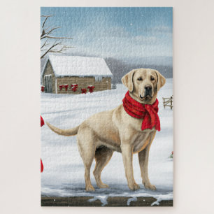 Labrador Retriever Hund im Schnee Weihnachten