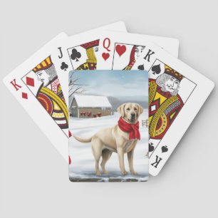 Labrador Retriever Hund im Schnee Weihnachten Spielkarten