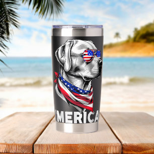Labrador Retriever Hund Merica Patriotisch 4. Juli Thermobecher