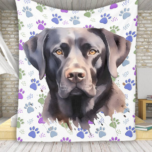 Labrador Retriever Hund Moderne farbenfrohe Paw Pr Fleecedecke