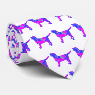 Labrador Retriever Hund Pink Silhouette Weiße Neck Krawatte