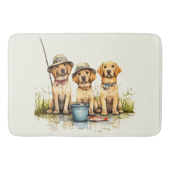 Labrador Retriever Hunde Fischen Badematte (Vorderseite)