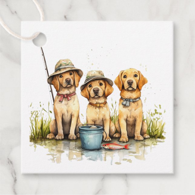Labrador Retriever Hunde Fischen Geschenkanhänger (Vorderseite)
