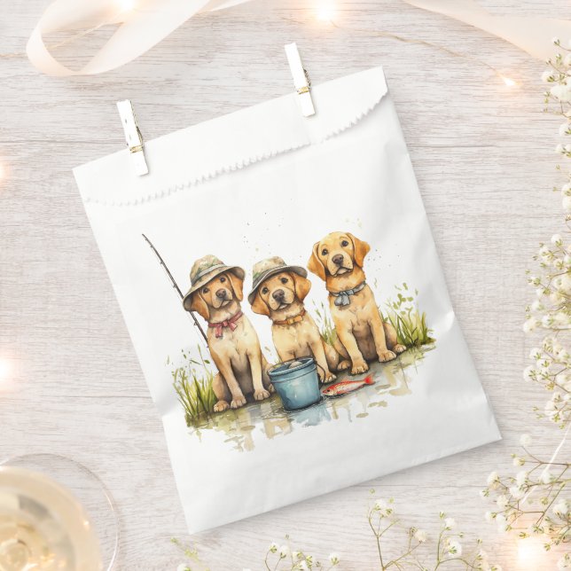 Labrador Retriever Hunde Fischen Geschenktütchen (Ausgeschnitten)