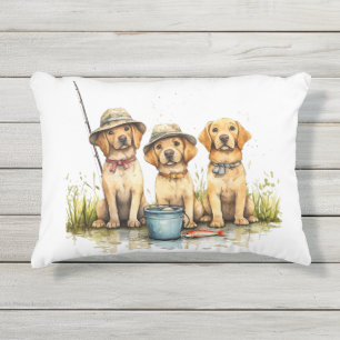 Labrador Retriever Hunde Fischen Kissen Für Draußen