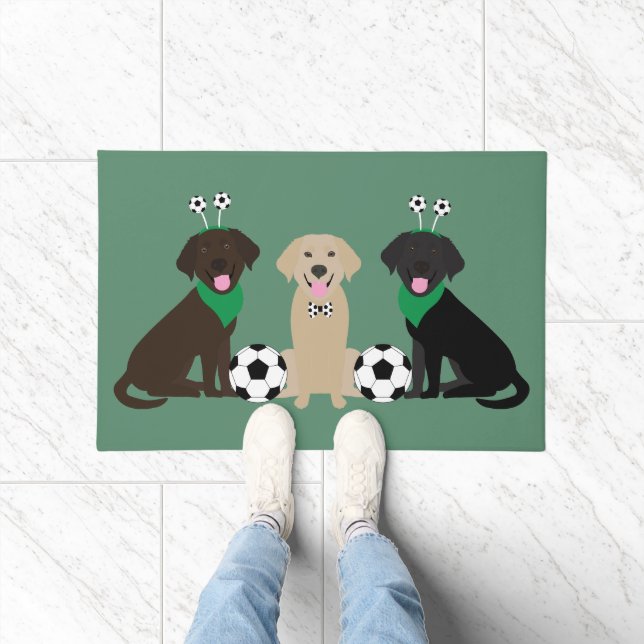 Labrador Retriever Hunde spielen Fußball Fußmatte (Indoor)
