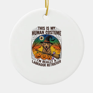 Labrador Retriever im Menschenkostüm Halloween Hex Keramik Ornament