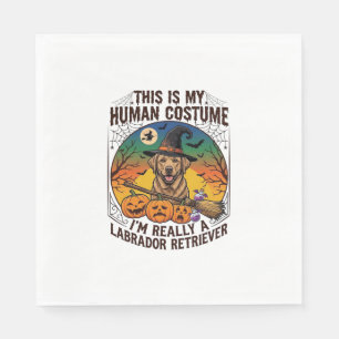 Labrador Retriever im Menschenkostüm Halloween Hex Serviette