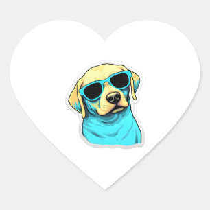 Labrador Retriever in Cooler Sonnenbrille Classic  Herz-Aufkleber