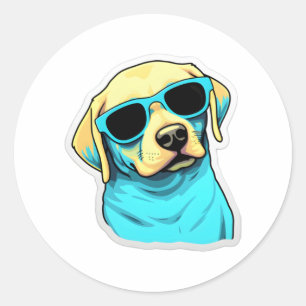 Labrador Retriever in Cooler Sonnenbrille Classic Runder Aufkleber