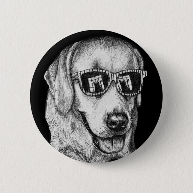 Labrador retriever in den Schatten mit Button (Vorderseite)