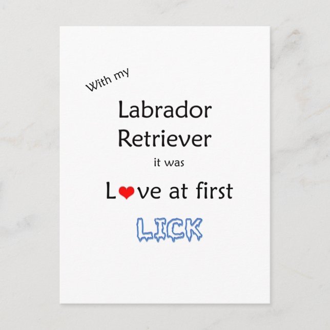 Labrador Retriever Liebe in First Lick Postkarte (Vorderseite)