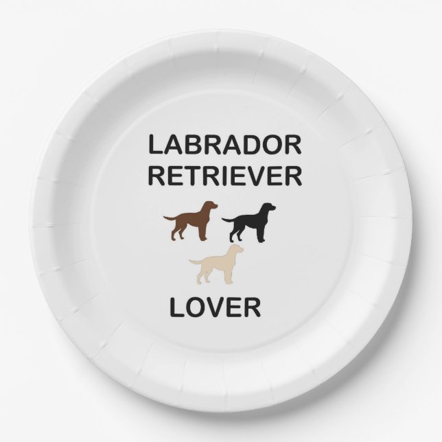 Labrador Retriever liebt alle Silhouetten Pappteller (Vorderseite)
