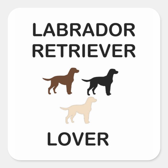 Labrador Retriever liebt alle Silhouetten Quadratischer Aufkleber (Vorderseite)