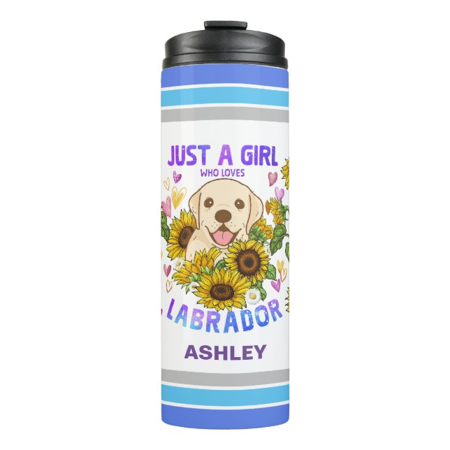Labrador Retriever Lover Sonnenblumen Trainer Flor Thermosbecher (Vorderseite)