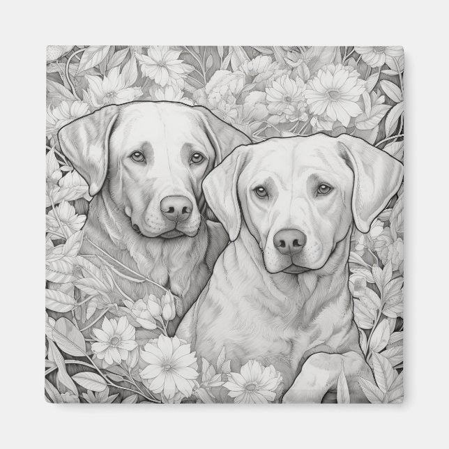 Labrador Retriever Magnet - Zwei Hunde (Vorne)