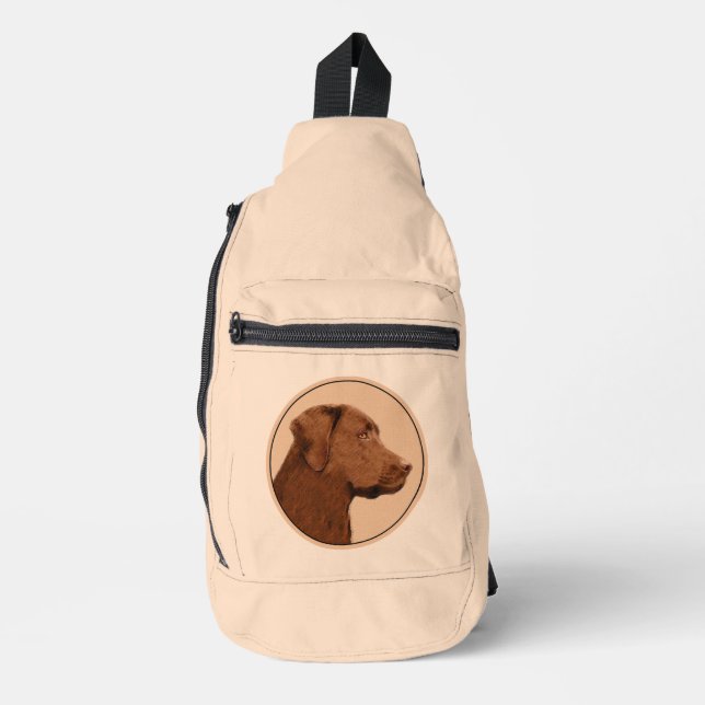 Labrador Retriever Malerei Schokolade Labrador Hun Crossbody Bag (Vorderseite)