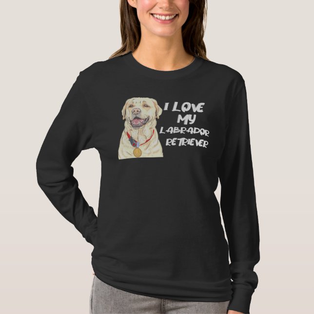 Labrador Retriever mit Goldener Medaille I Liebe T-Shirt (Vorderseite)