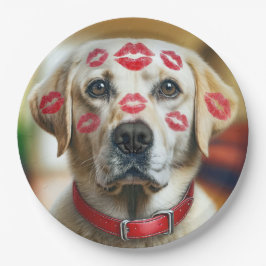 Labrador Retriever mit Lipstick Kisses Pappteller