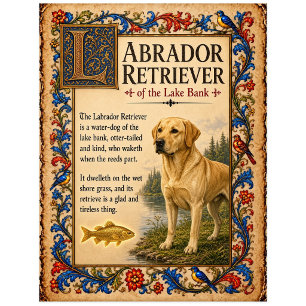 Labrador Retriever, mittelalterliche Bestiarien-Ku Postkarte
