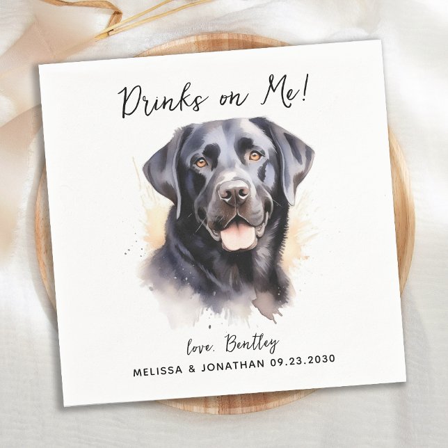 Labrador Retriever Modern Dog Wedding Cocktail Serviette (Von Creator hochgeladen)