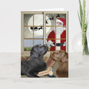 Labrador Retriever Naughty oder Nice Weihnachtskar Feiertagskarte