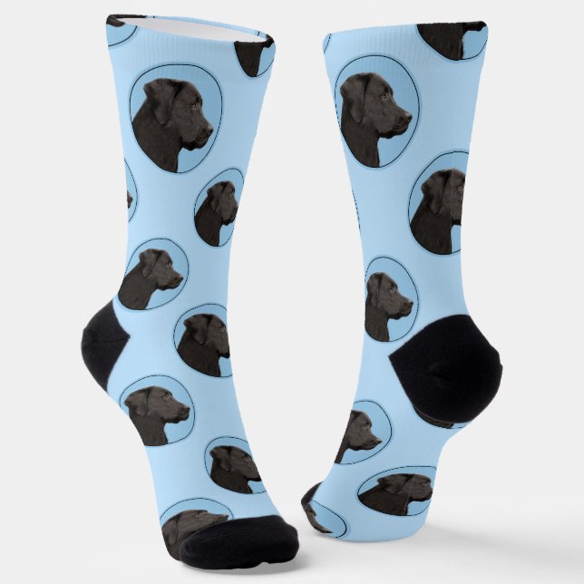 Labrador Retriever Painting Black Lab Pet Dog Art Socken (Gewinkelt)