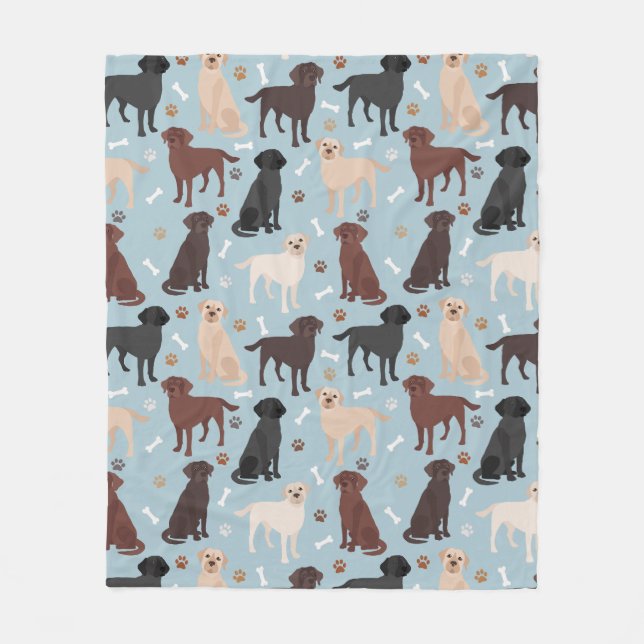 Labrador Retriever Paws and Bones Fleecedecke (Vorderseite)