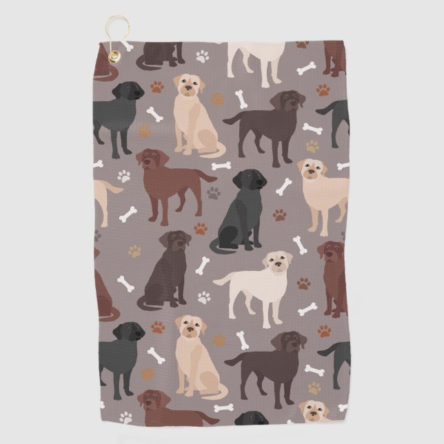 Labrador Retriever Paws and Bones Golf Towel Golfhandtuch (Vorderseite)
