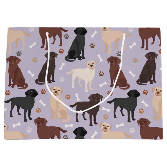 Labrador Retriever Paws and Bones Large Gift Bag Große Geschenktüte (Vorderseite)