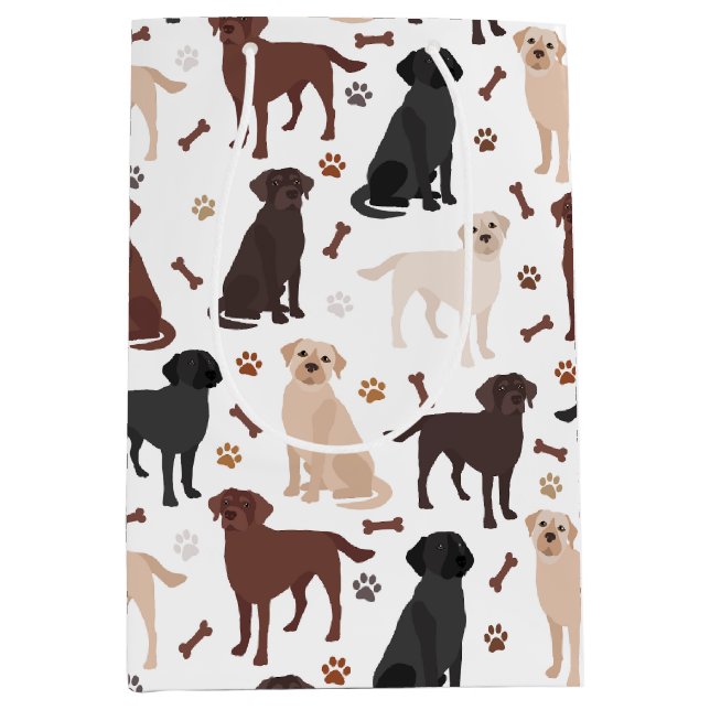 Labrador Retriever Paws and Bones Mittlere Geschenktüte (Vorderseite)