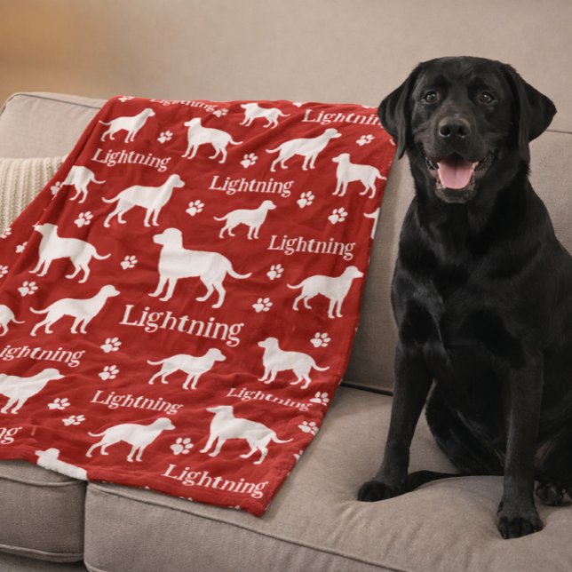 Labrador Retriever Personalisiert Blanket Black Fleecedecke (Lab retriever blanket - red)