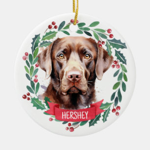 Labrador Retriever Personalisiert Holiday Wreath D Keramik Ornament