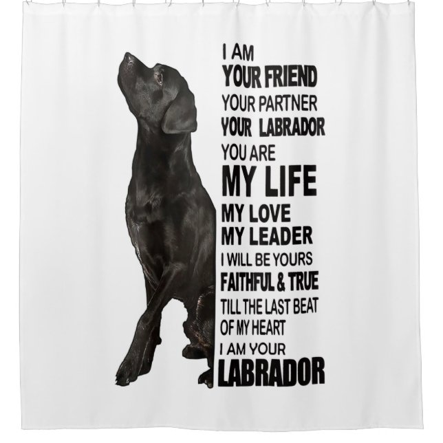 Labrador Retriever präsentiert Schwarzes Labor-Ges Duschvorhang (Vorderseite)