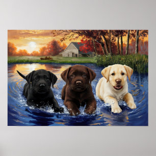 Labrador Retriever Puppies Print Poster