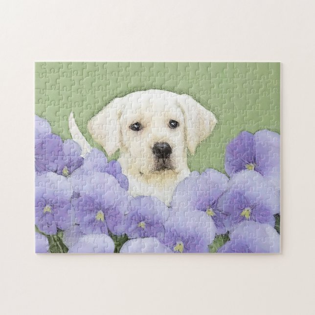 Labrador Retriever Puppy Painting Original Dog Art (Horizontal)