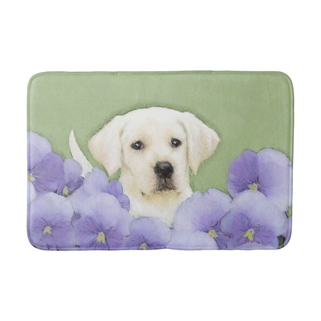 Labrador Retriever Puppy Painting Original Dog Art Badematte (Vorderseite)