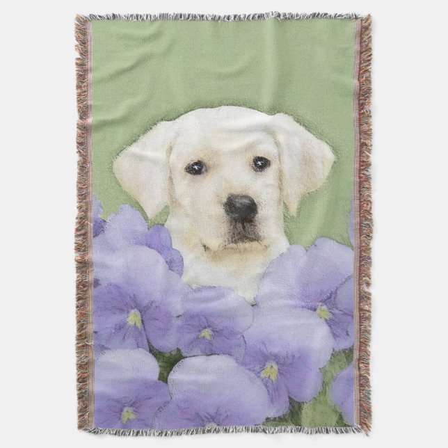 Labrador Retriever Puppy Painting Original Dog Art Decke (Vorderseite Vertikal)
